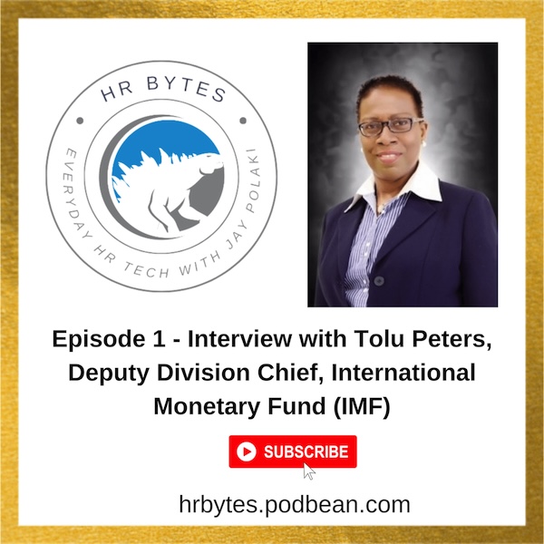 Podcast episode image for HR Bytes featuring Tolu Peters.